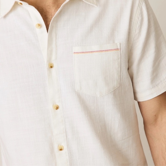 Marine Layer Men's  Stretch Selvage Short Sleeve Shirt White Button Up Marge - Picture 4 of 13